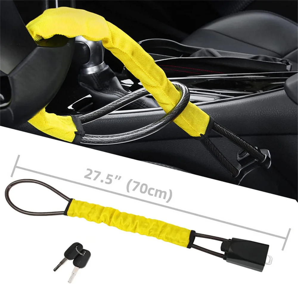 Car Steering Wheel Lock Universal Seat Belt Anti-Theft Lock With 2 Keys Anti-theft Device For Most Cars SUV Car Accessories