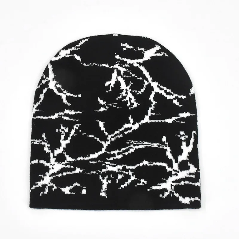Autumn Winter Unisex Y2k Spider Web Beanies Women Men's White Black Acrylic Knitted Hats Streetwear