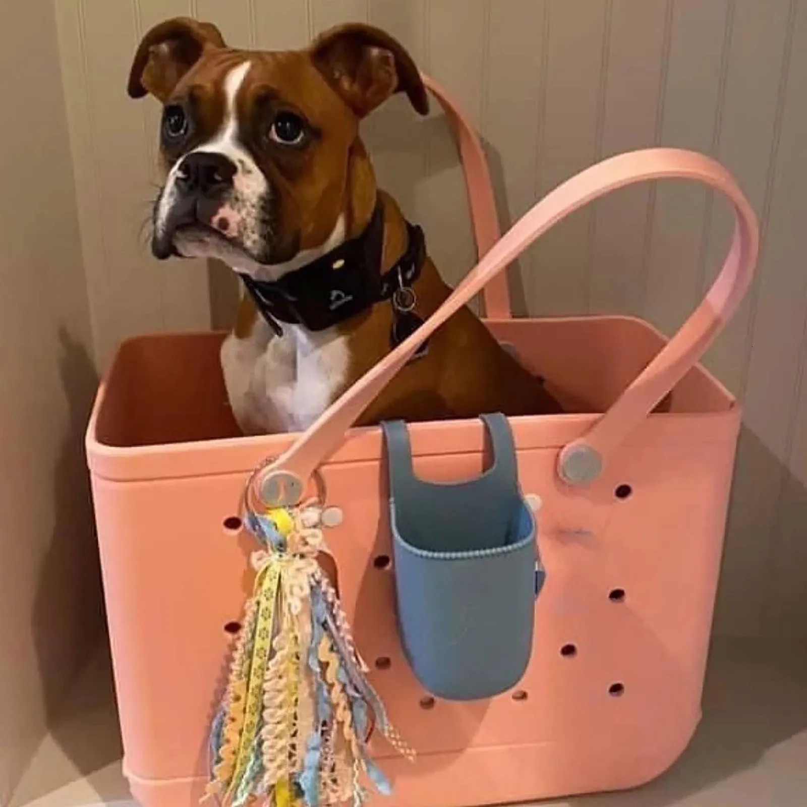 Multi colored rubber bag EVA perforated waterproond dustproof durable open silicone handbag suitable for outdoor beach swimming pool sports 240515