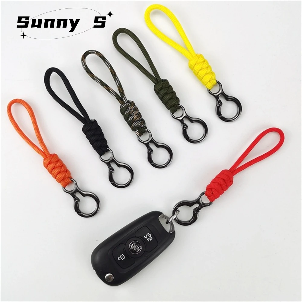 Paracord Braided Woven Keychain Lanyard Buckle Emergency Survival Bagpack Key Ring Wristlet Strap Car Trinket Key Holder