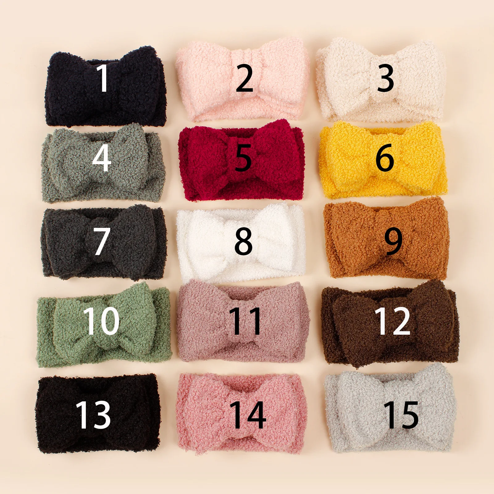 Winter Teddy Fabric Headband Baby DIY Big Bows Turban Newborn Winter Warm Large Bow Turban Headwrap Baby Girl Wide Kids Headwear