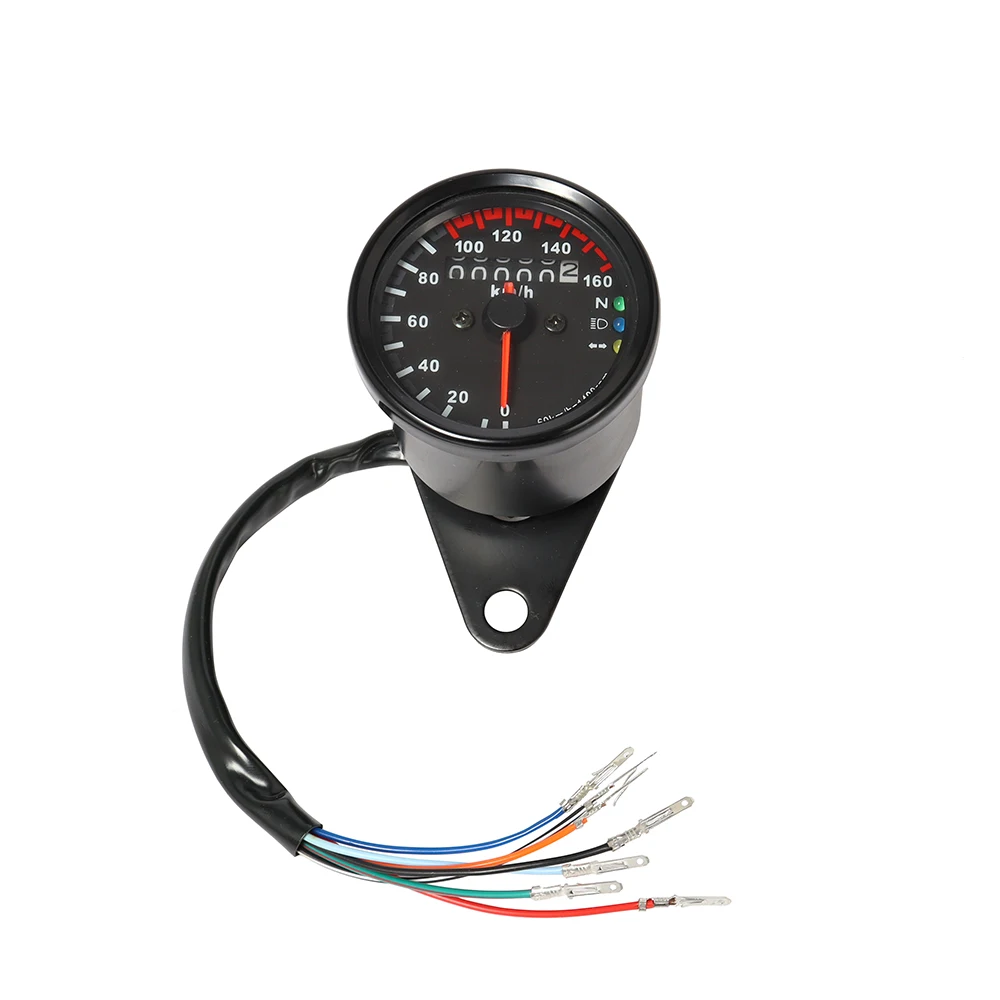 Universal Odometer 12V Dual Speed Meter with LED Indicator Speedometer Motorcycle