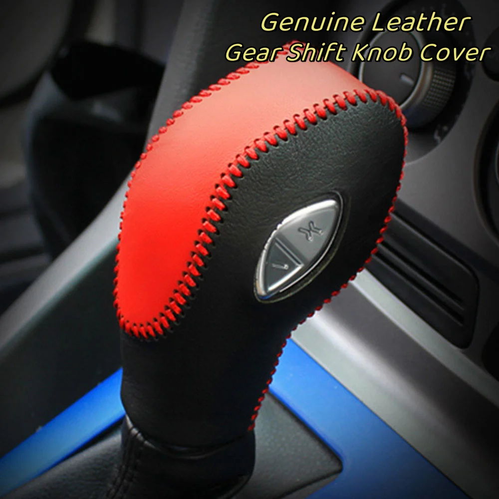 Car Gear Shift Knob Cover for Ford Mondeo Escape Kuga Ecosport Edge Focus Escort Leather Gearbox Shift Knob Cover