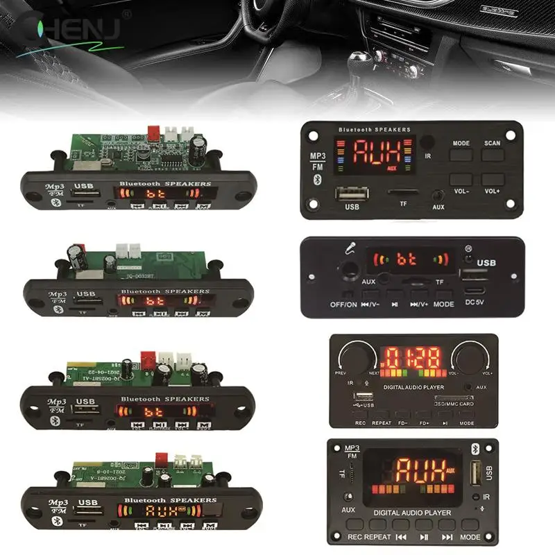 1set DC 5V 16V 32V MP3 Decoder Board Amplifier Bluetooth Car MP3 Player USB Recording Module FM AUX Radio For Speaker
