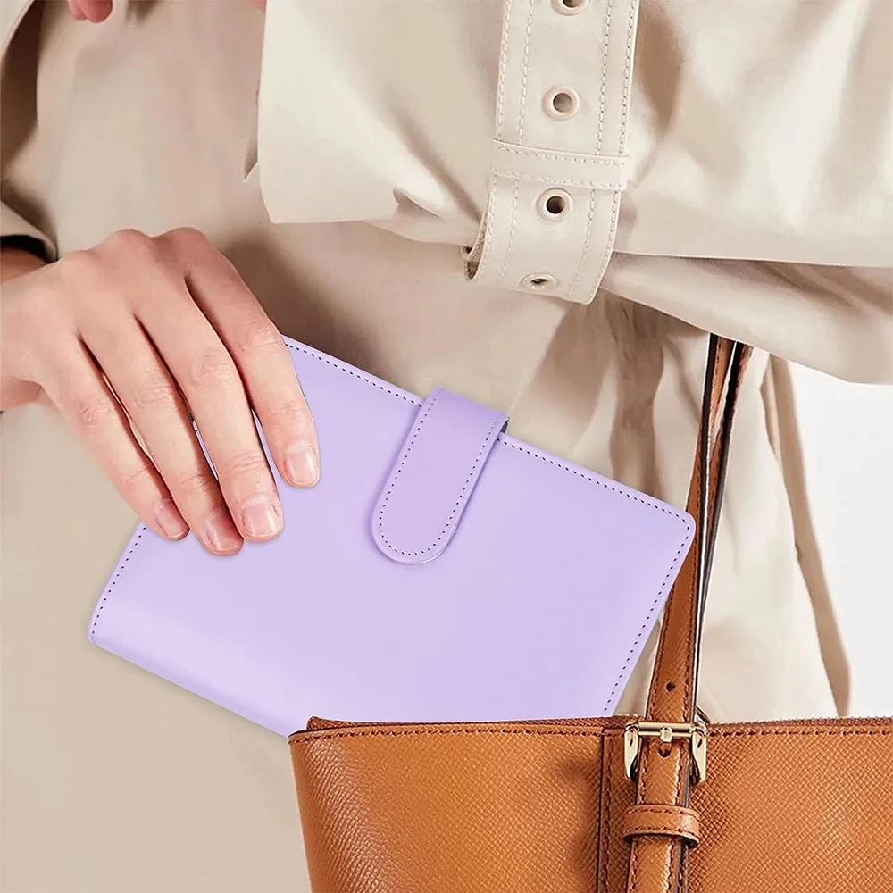 A6 Binder Budget PU Leather Planner Pockets Expense Budget Sheets Notebook A6 Cash Envelope Organizer System with Clear Zipper