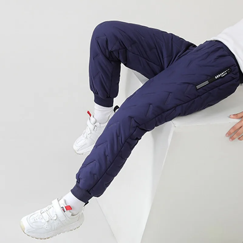 Winter Boys Girls Warm Down Pants Children High Quality Thicken Trousers Teens Boy Girl Trousers Kids Waterproof Ski Pants