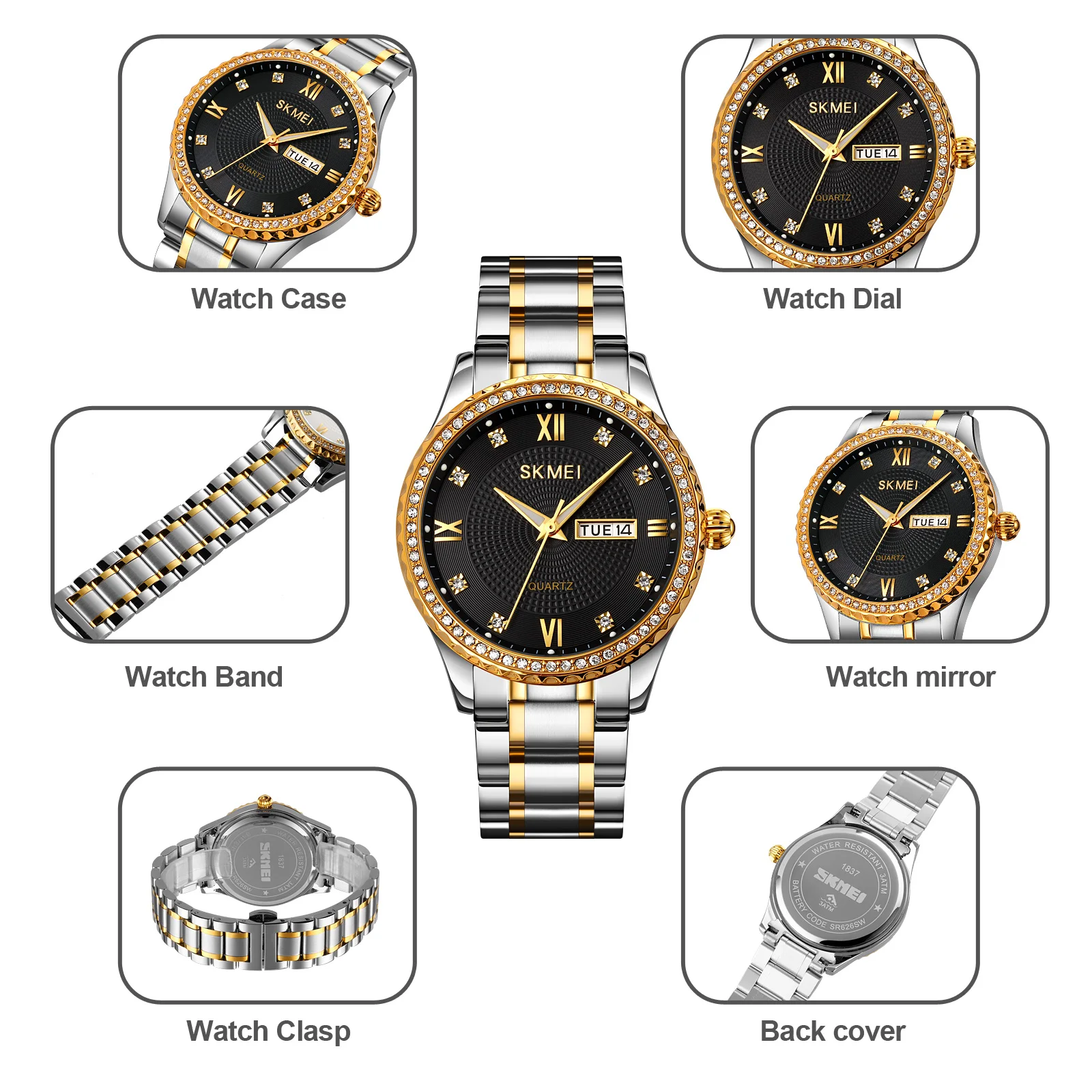 SKMEI Top Brand Luxury Quartz Watch For Men Montre 30ATM Waterproof Date Sports Official Store Steel Relogio Masculino 1837
