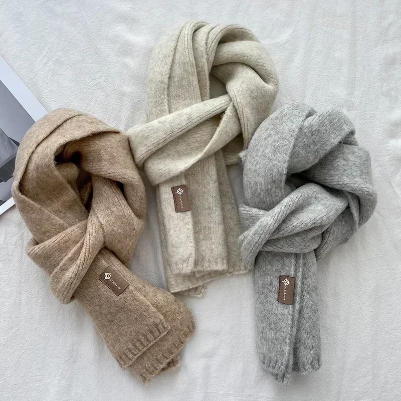 Winter Wool Scarves for Woman High Quality Wool Blends Scarf Comfortable Windproof Wraps Woman's Casual Scarf