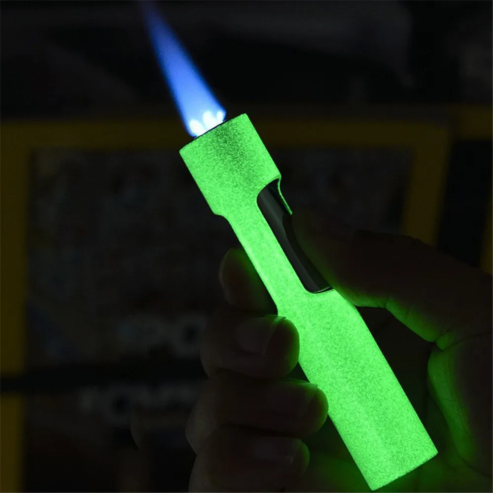 Metal Luminous Jet Flame Lighter Windproof Straight Fire Inflatable Torch Turbo Butane Gas Cigar Lighters Smoking Accessories