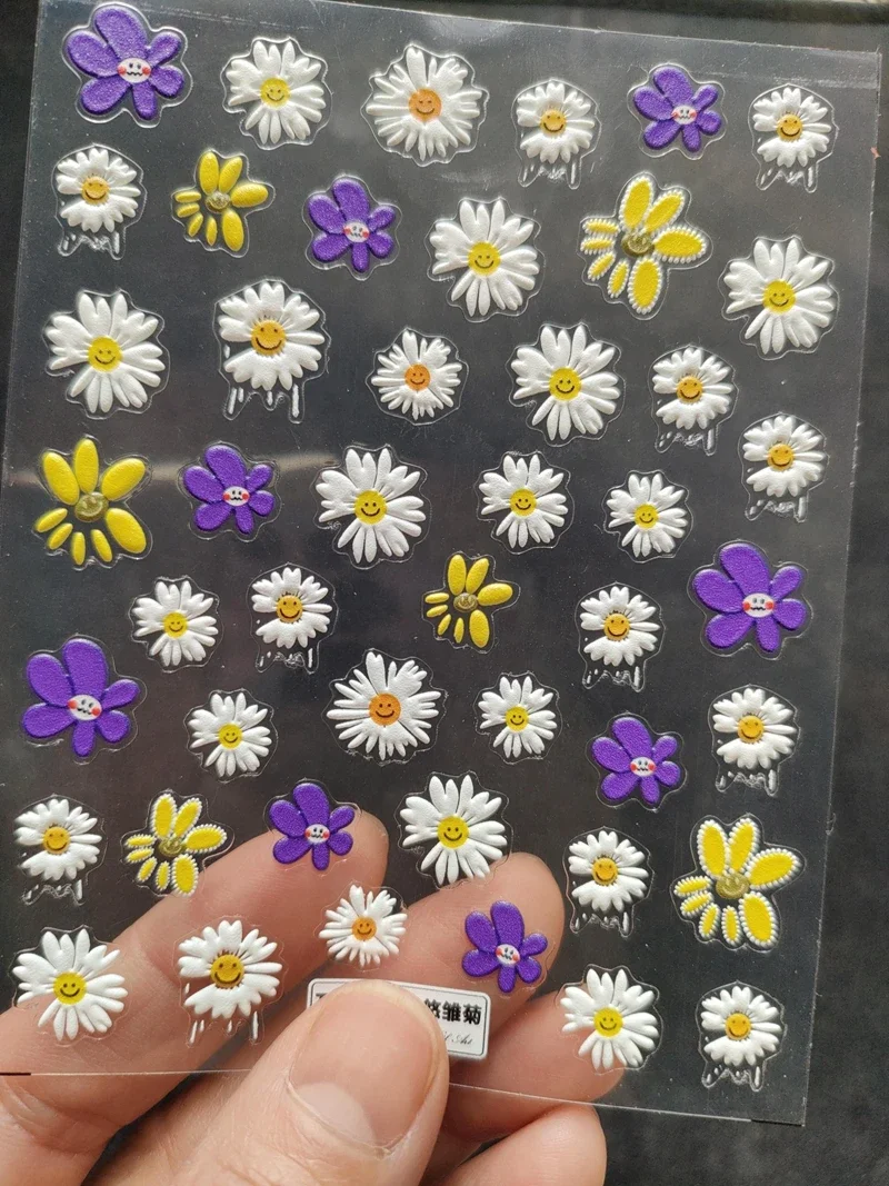New Technology Ultra thin D Nail Stickers Daisy Flowers Art Decorative 5