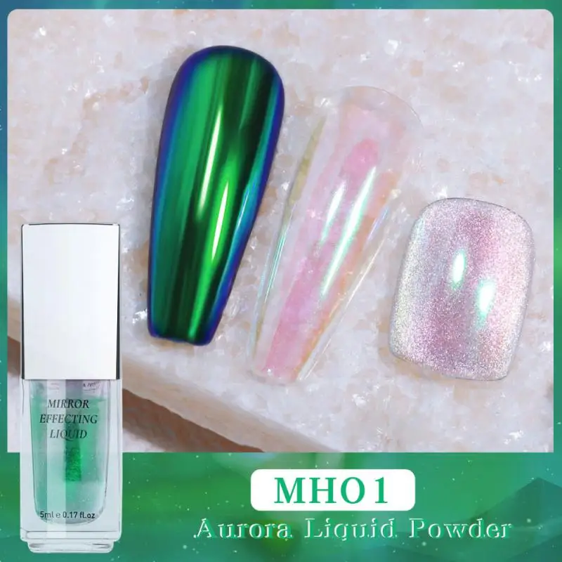 Chrome Liquid Manicure Glitter Powder Nail Supplies Liquid Mirror Powder No Dust 5ml Nail Art 12 Color Aurora Powder