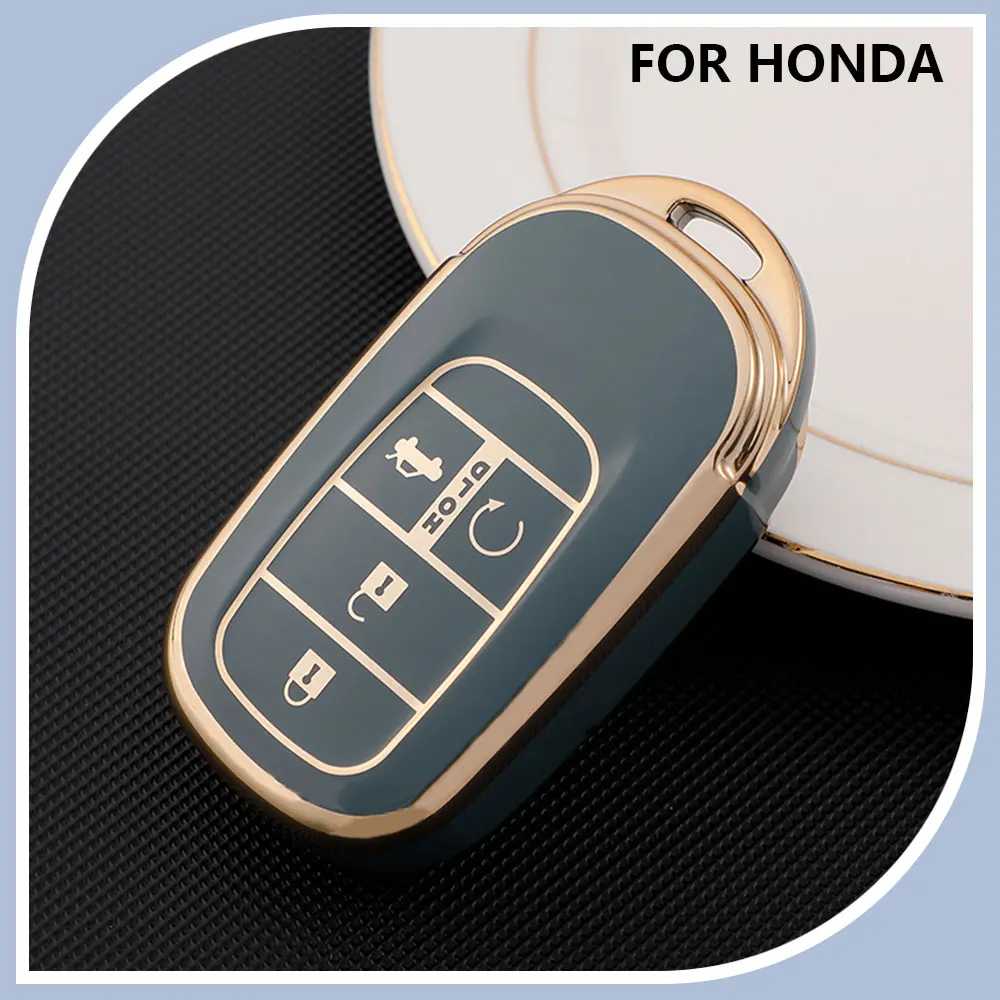TPU Gold Edge Car Remote 5 Buttons Key Case Cover for Honda Civic Accord HR-V CR-V CRV Hrv 2022 2023 Fob Shell Accessories