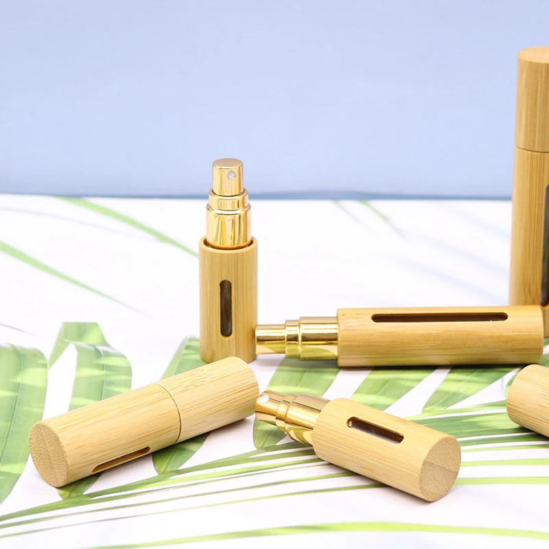1Pc 5ml 10ml Bamboo Wood Bottle Perfume Empty Spray Refillable Bottle Container Makeup Water Atomizer Bottle Travel Bottle