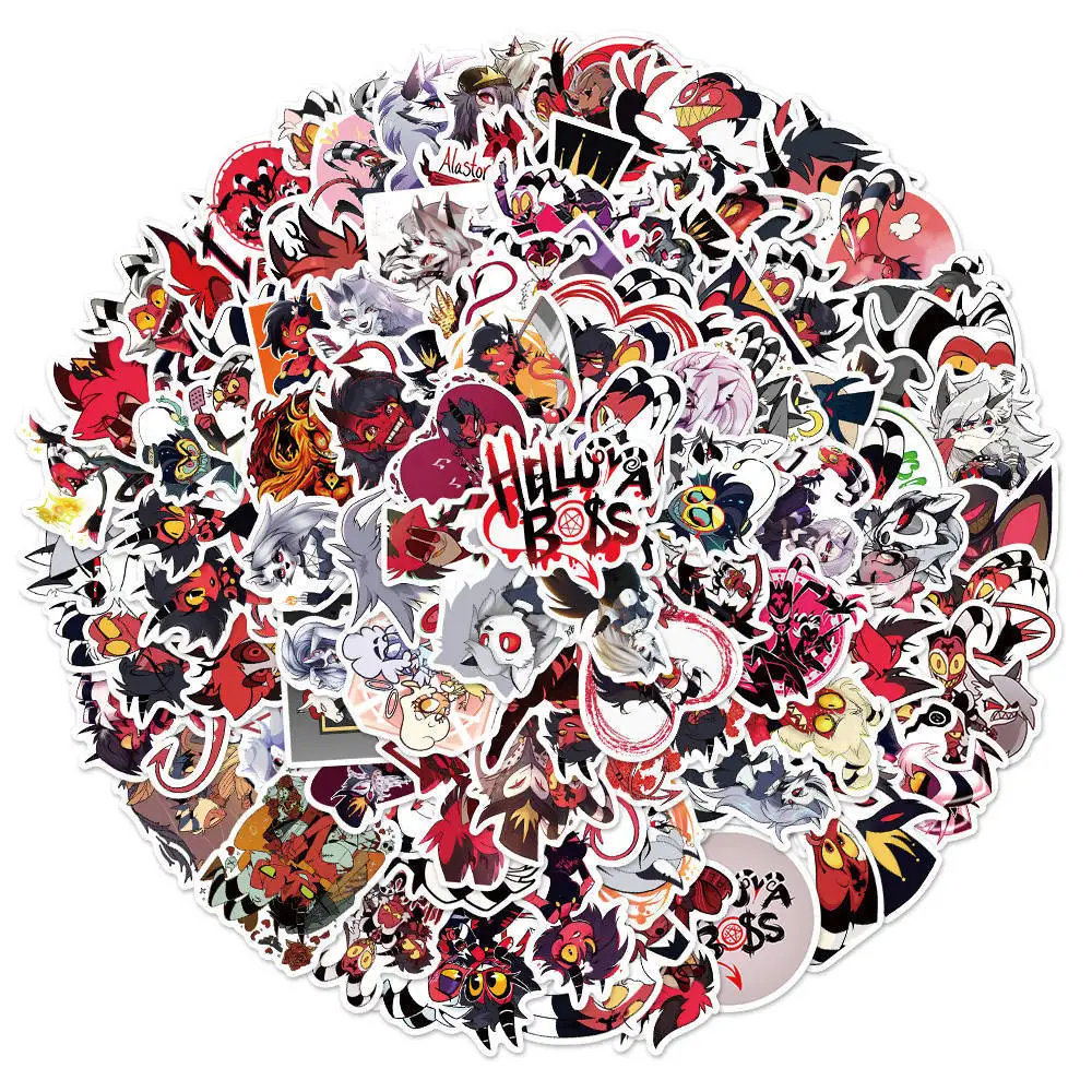 100Pcs American Anime Helluva Boss Stickers For Kids Laptop DIY Guitar Motorcycle Luggage Skateboard Cool Decal Phone