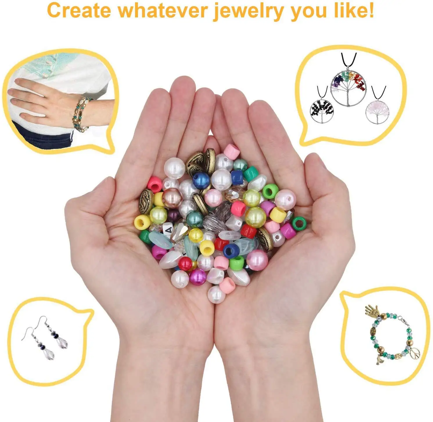 Jewelry Making Supplies Kit Includes Assorted Beads Jewelry Charms Finding Imitation-pearl Spacer Beads Wire Cord Pliers Caliper