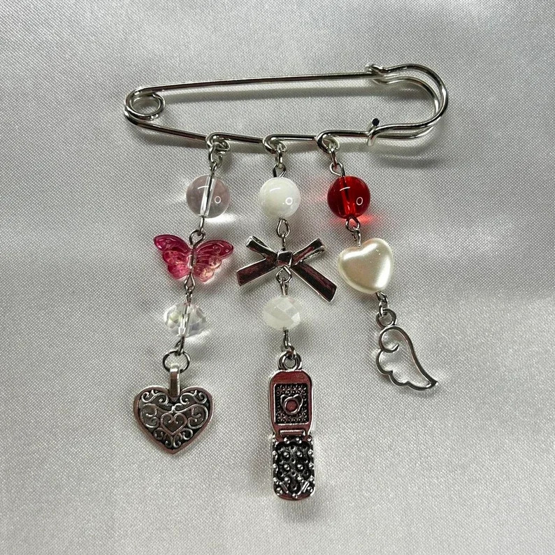 Beaded Bag Pins | Bag accessories safety pin bag charm coquette core cottage core y2k gifts for valentines day 240524