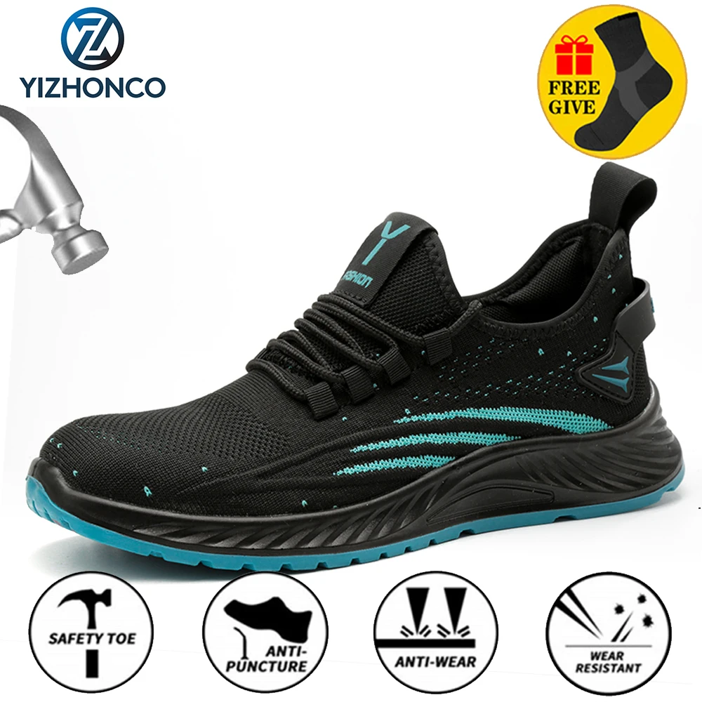 Men Work Safety Shoes Boots Anti-puncture Man For Work Sneakers Indestructible Work Shoe Lightweight Casual Sport Shoes YIZHONCO