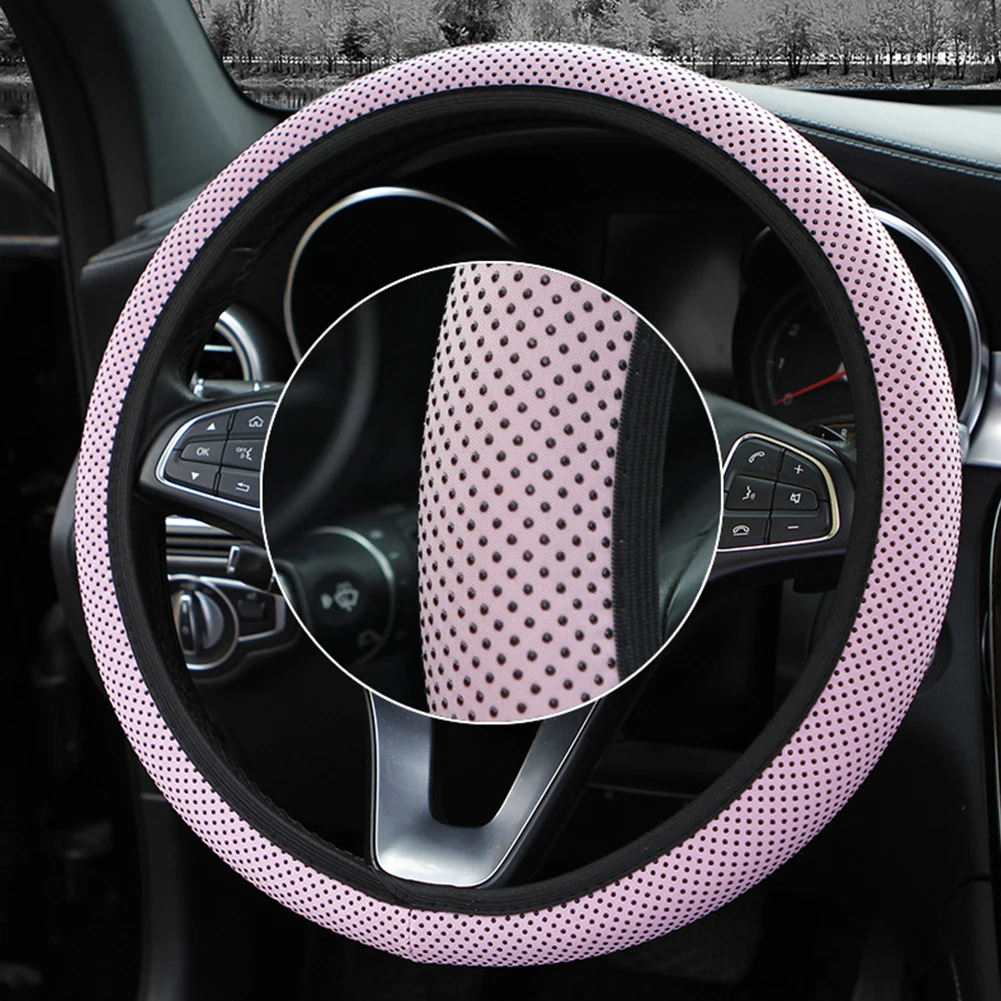 cm Car Decor Steering Wheel Cover Interior Parts Protector Replacement Universal Knitted fabric styling Anti Slip covers 5