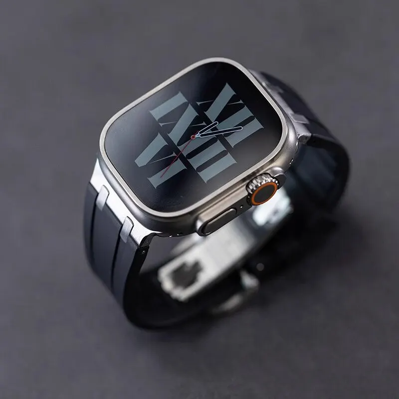 Luxury Rubber Strap For Apple Watch Band Series 9 8 7 45mm 41mm Ultra 49mm Silicone Sport Bracelet For IWatch 6 5 44mm 40mm 42mm