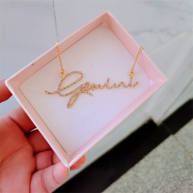 925 Sterling Silver Diamond Name Necklace, Personalized Necklace , Bling Name Necklace, Script Name Necklace, Iced Out Jewelry