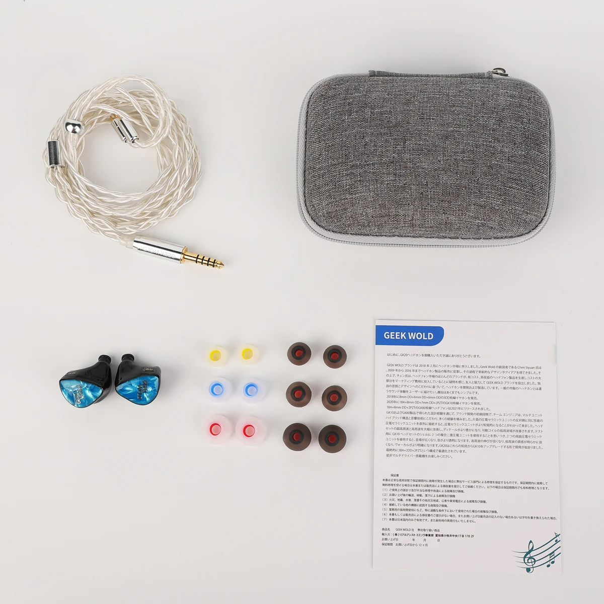 Geek Wold GK20 Earbud 3D Printing Processed Shell 3BA+2DD+2PZT Hybrid Driver In-Ear Earphone Monitors Music Audiophile Earpieces