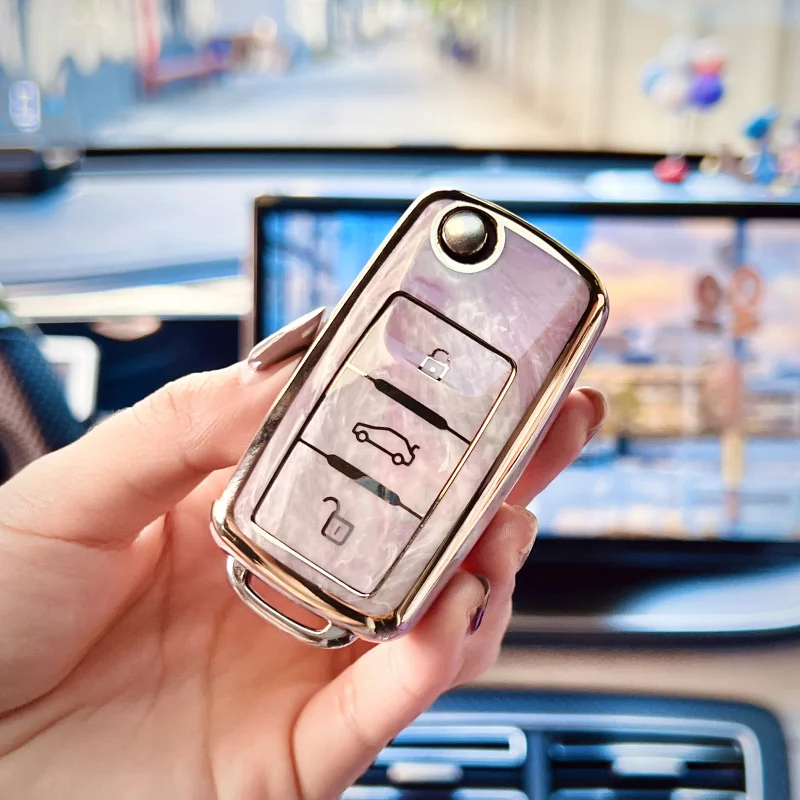 Car Key Cover Case Holder Keychain for VW Volkswagen Polo Golf Passat Beetle Caddy T5 Up Eos Tiguan Jetta for Skoda Octavia A5