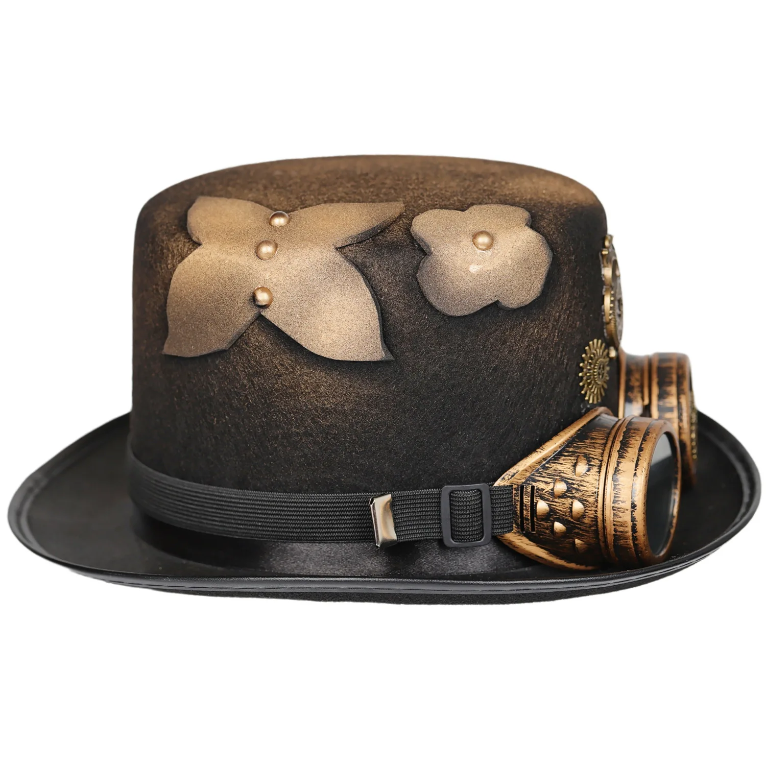 Punk Top Hat, Goggles, Detachable Flower Style Men's and Women's Steam Gear