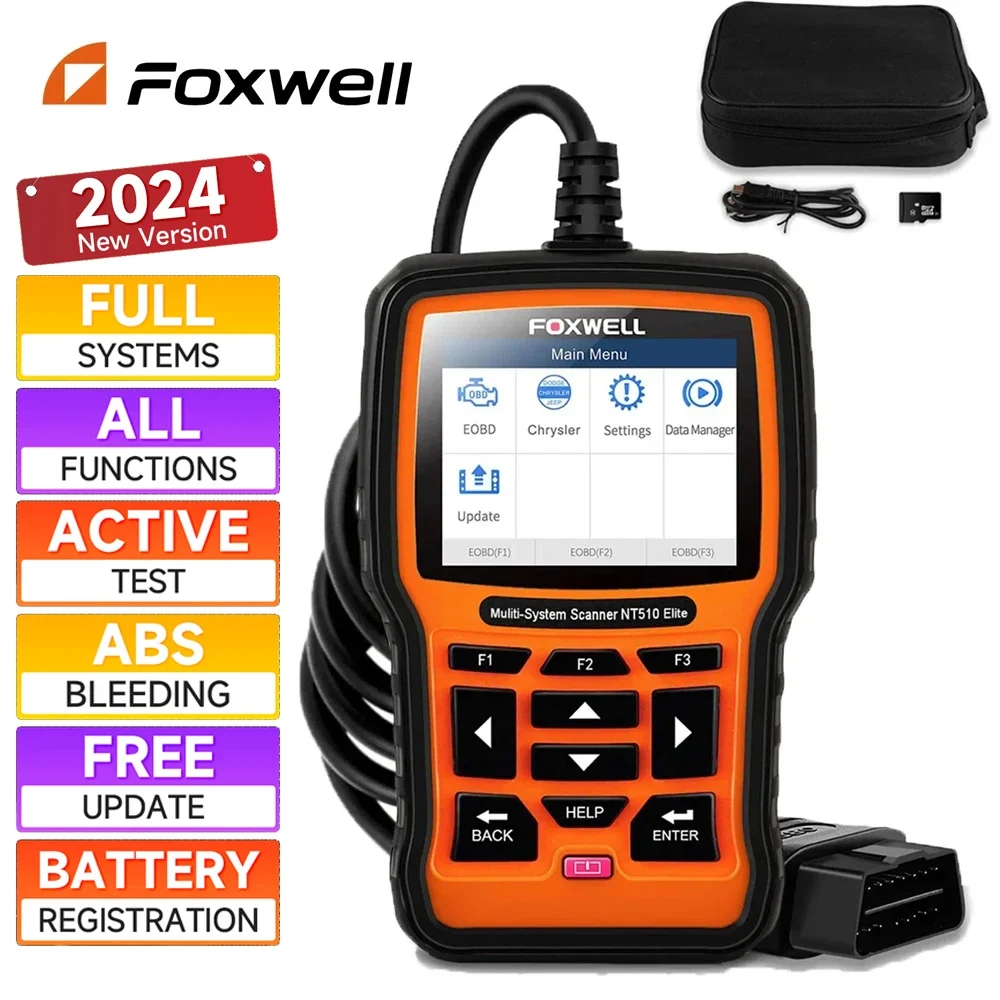 FOXWELL NT510 Elite OBD2 Scanner Bi-Directional Control All System Car Diagnostic Tools ECU Coding Code Reader 30 Reset PK NT710