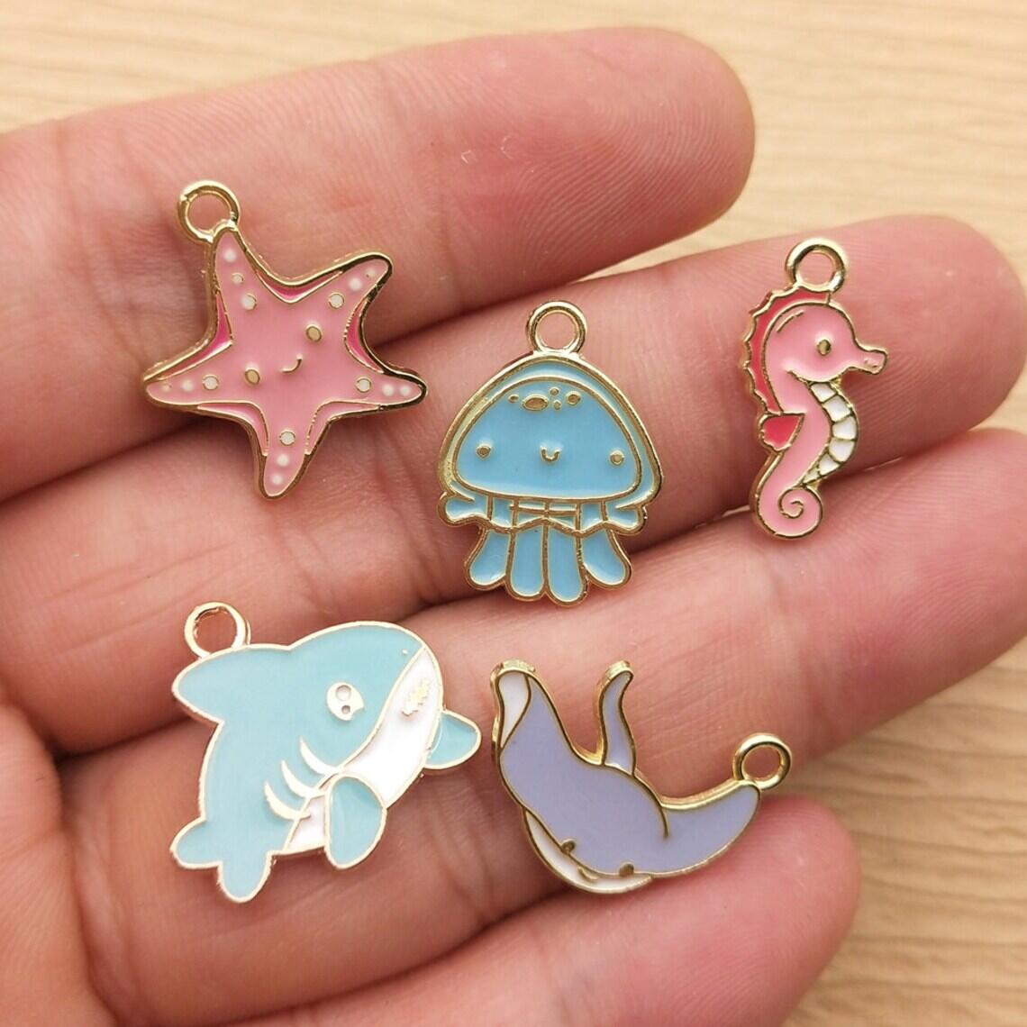 10pcs Enamel Sea Horse Charm for Jewelry Making Craft Animal Earring Pendant Necklace Bracelet Accessories Diy Supplies