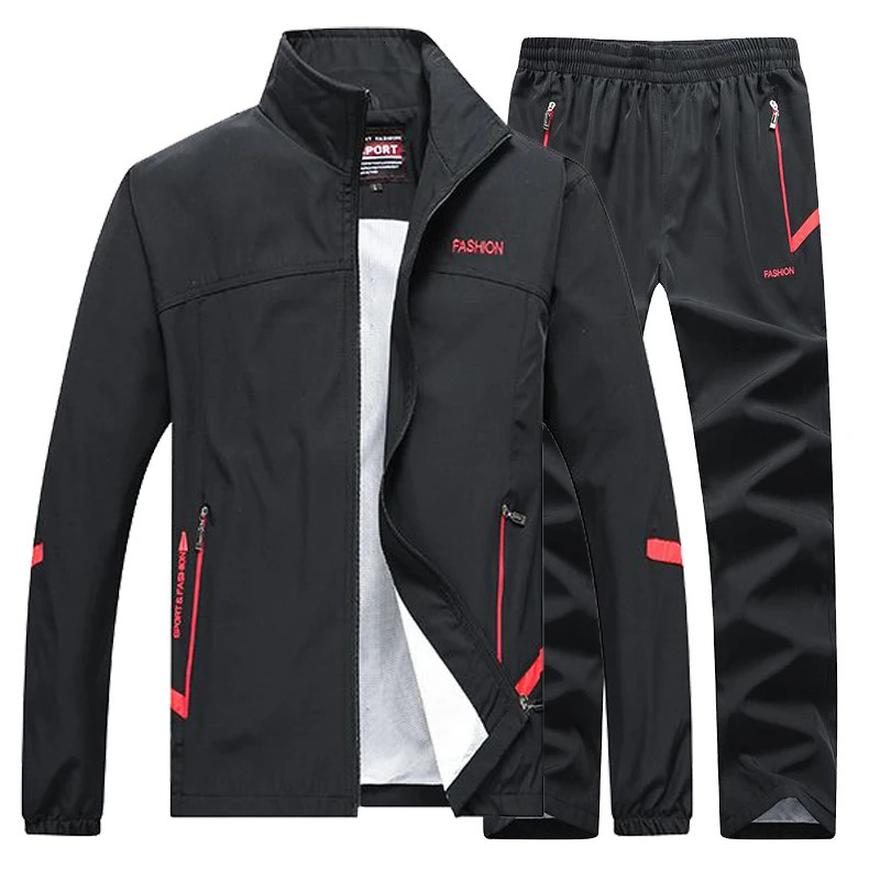 Mens Sportswear Sets Spring Autumn 2 Piece Tracksuit Sports Suit JacketPant Sweatsuit Male Outdoor Train Clothing Asian Size 240517