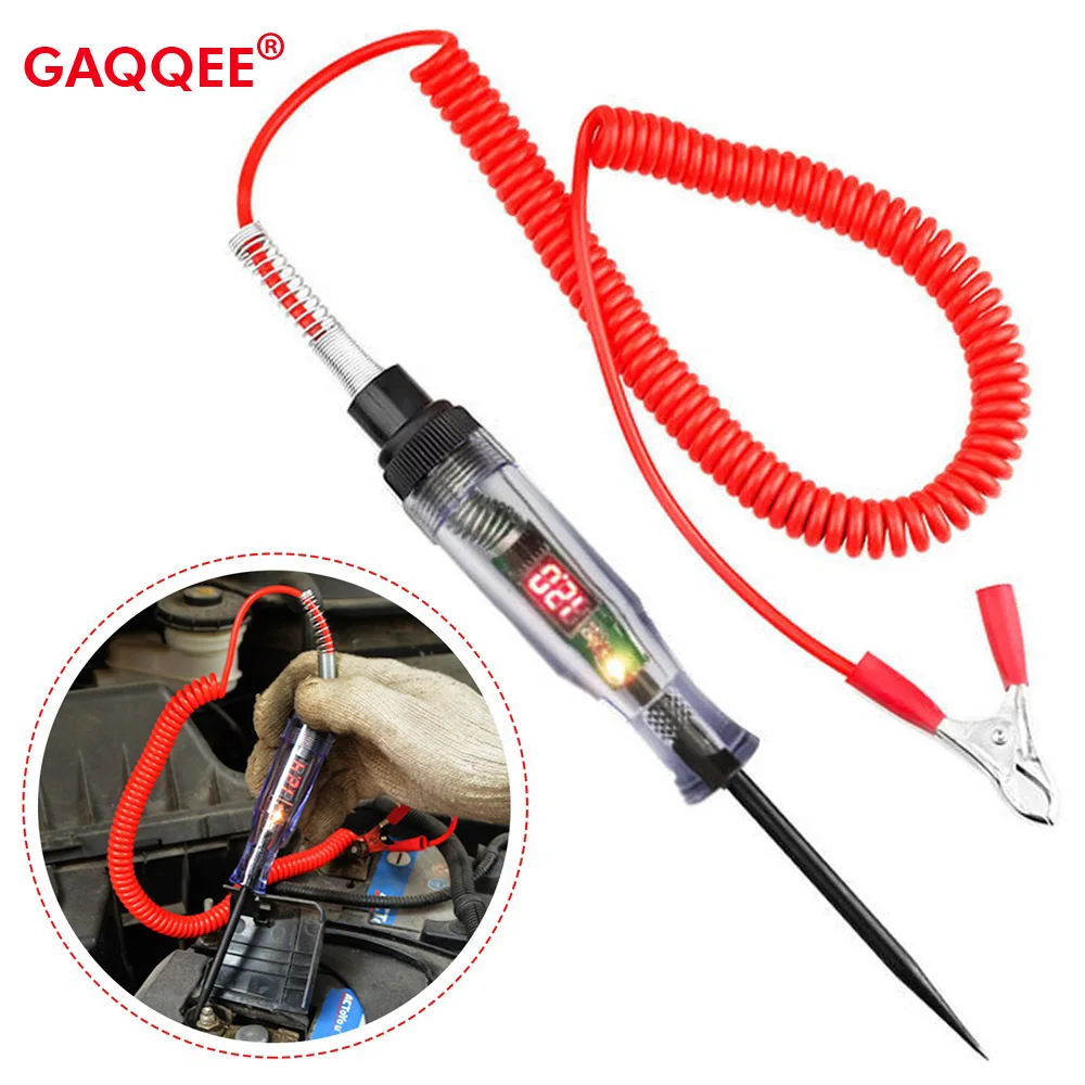 Voltage Electric Circuit Tester DC 6V 12V 24V Digital Display Long Probe Pen Light Bulb Automobile Diagnostic Tools Auto Repair