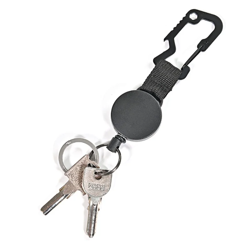 1pc Retractable Pull Key Chain Belt Clip With Carabiner Reel Card Badge Holder Recoil Extends To 55cm EDC Tools