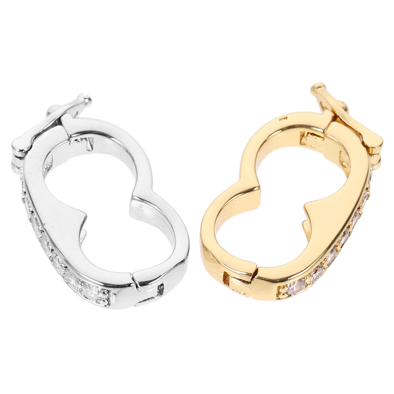 2 Pcs Jewelry Peanut Buckle Echancer Clasps Diamond Choker Necklaces Copper Connecting Pearl Shortener Silver