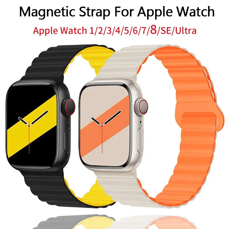 Strap For Apple Watch Band mm Silicone Bracelet Magnetic Wristband Iwatch Series Uitra