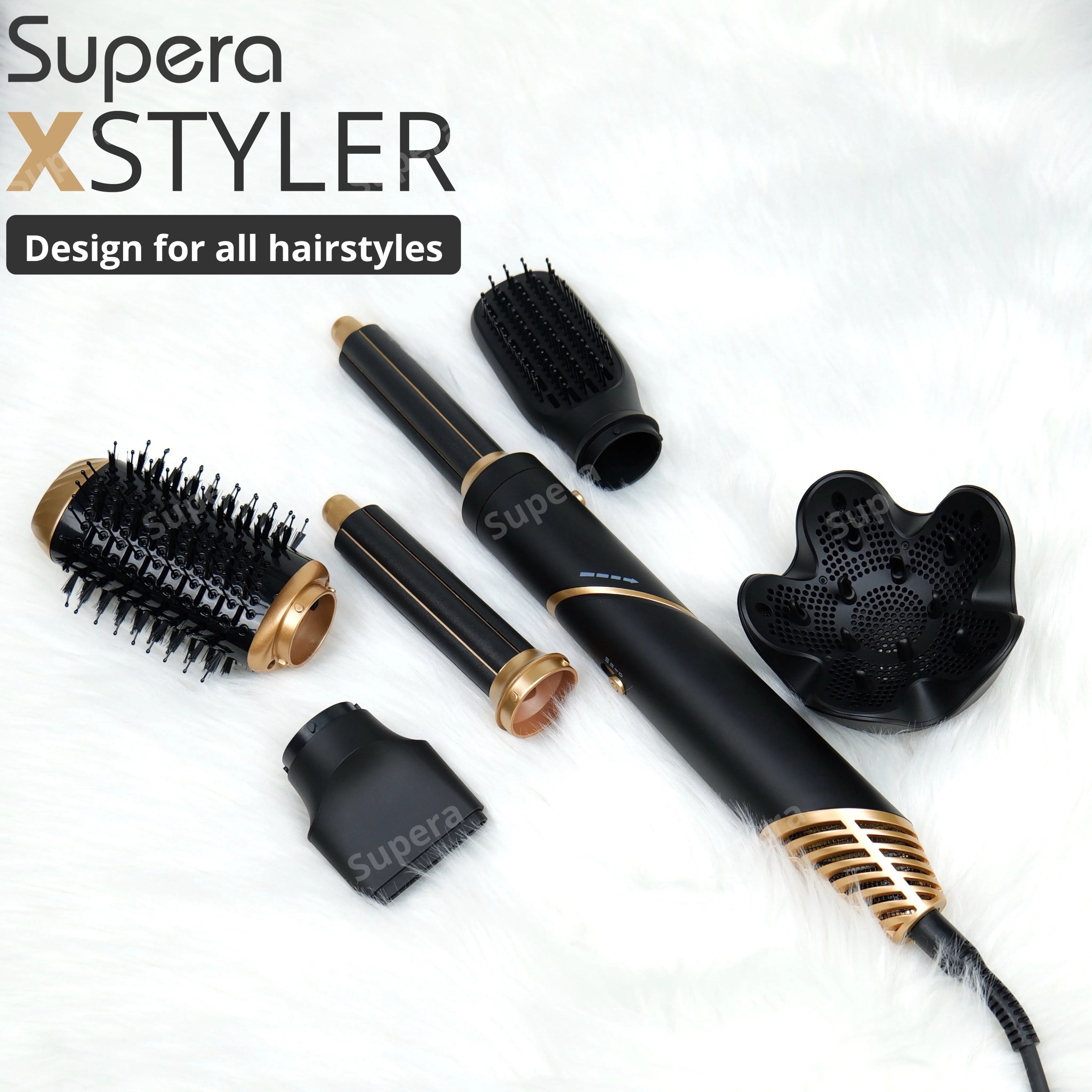 Supera Multifunctional Hair Dryer Air Styling & Drying System Powerful Hair Blow Dryer & Multi-Styler with Auto-Wrap Curlers