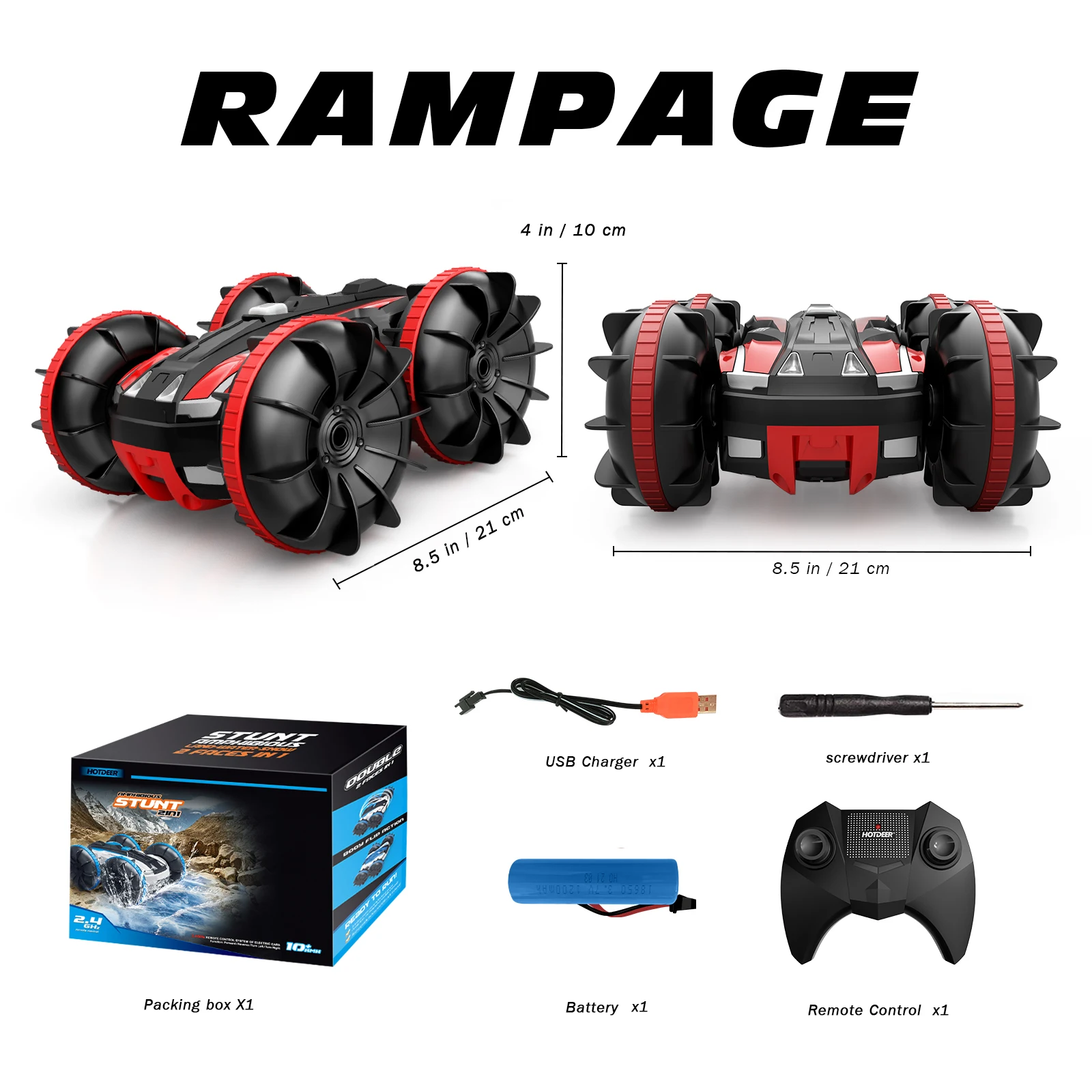 Sinovan Amphibious Remote Control Car for Kids,2.4Ghz Waterproof RC Stunt Cars RC Boat, 4WD Off Road Water Beach Pool Toys Gift