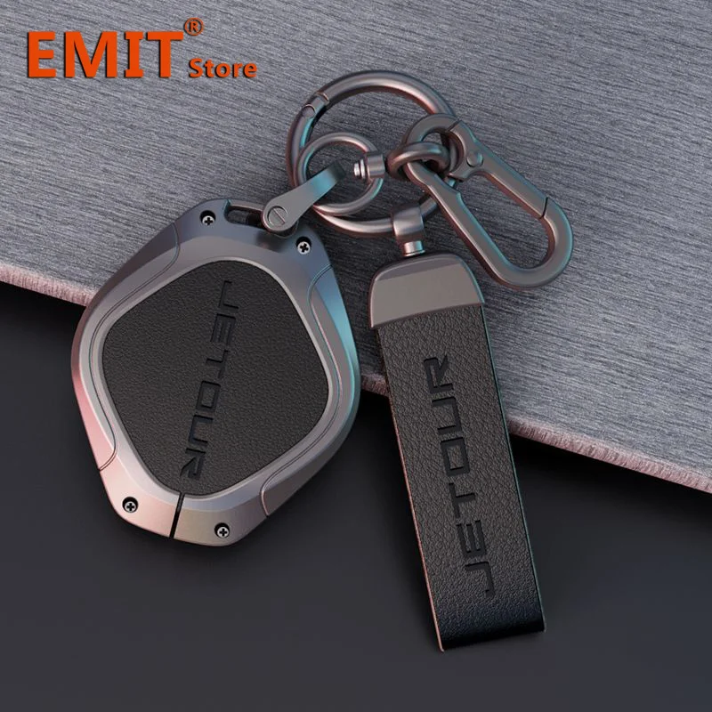 Zinc Alloy + Leather Cover Fit for Chery Jetour Dashing IDM I-DM X-1 Plus Car Key Full Case Shell Bag Metal Buckle Accessories