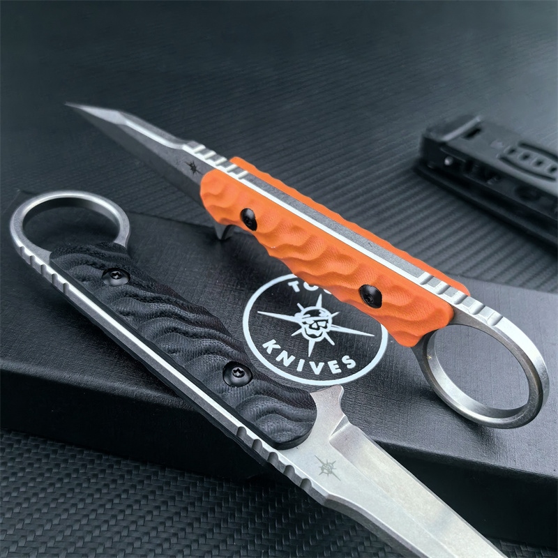 2024 Newest Toor Neck Knives Jank Shank Outlaw Fixed 3 440c Stonewashed Wharncliffe Blade G10 Handles with Ring Outdoor Tactical EDC Pocket Knife 1500