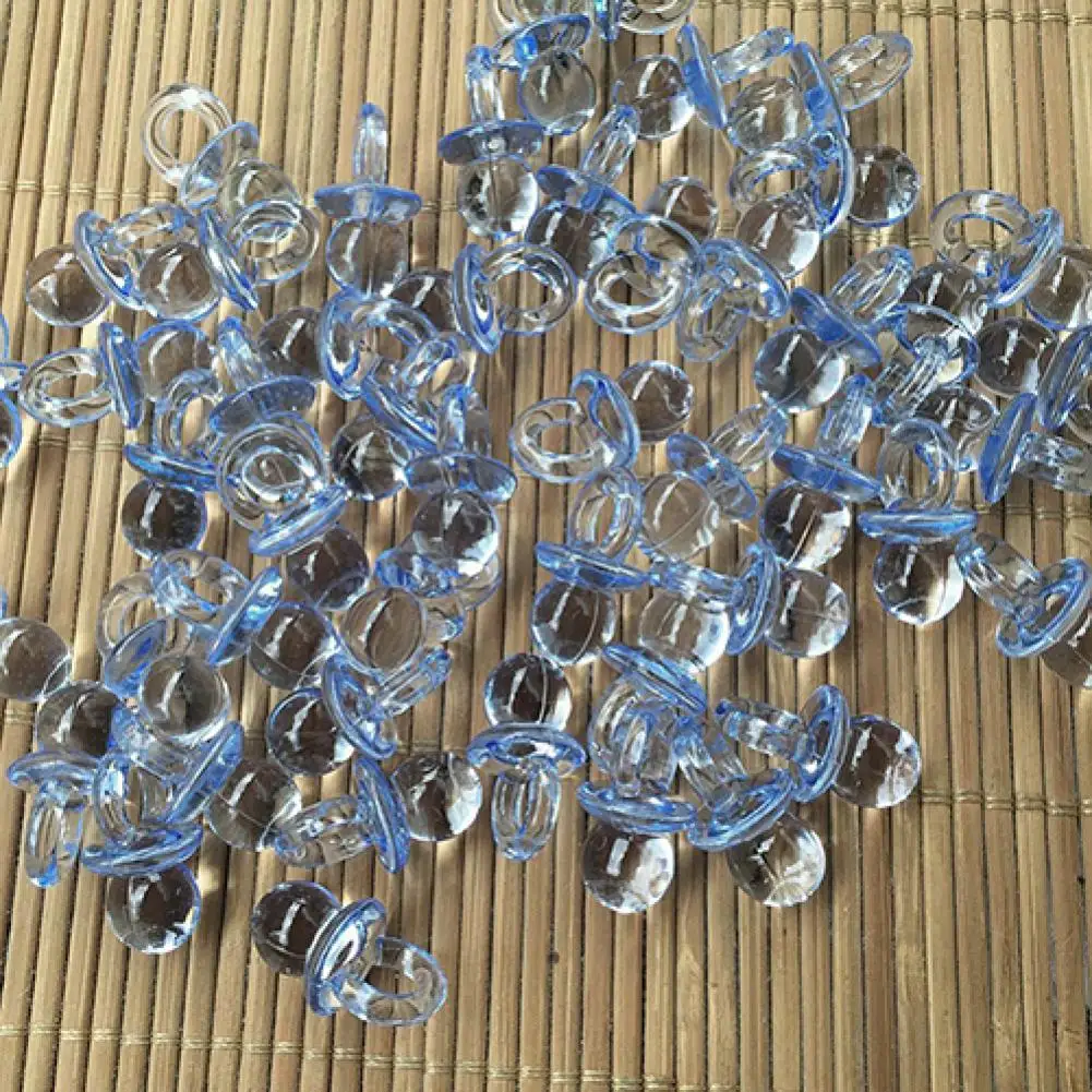 50Pcs/Set Acrylic Pacifiers Pendant Transparent Mini Pacifier Baby Shower Girl Boy Cake Decorations Birthday Party DIY Pacifier