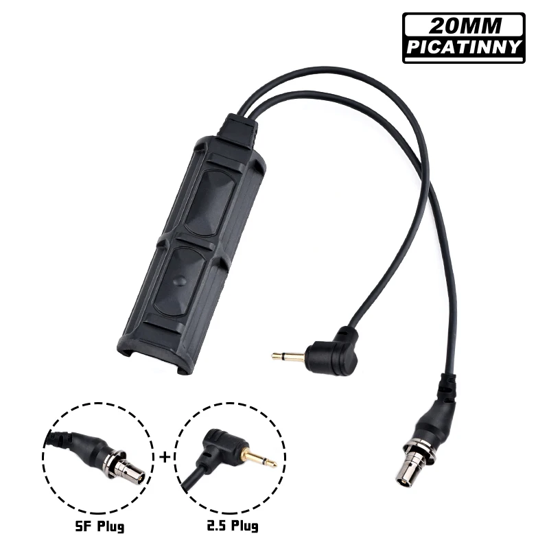 WADSN Remote Dual Pressure Switch SF plug 2.5mm For PEQ DBAL NGAL M300 M600 Tactical Flashlight Hunting Airsoft Accessoriesch