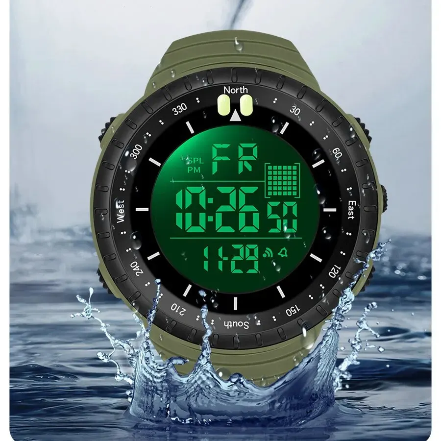 SYNOKE Outdoor Sports Multifunctional Waterproof Shock Resistant Large Screen Display Luminous LED Digital Watch For Men
