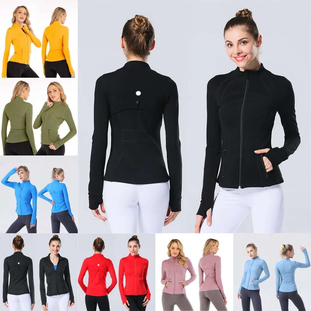 Womens Yoga Jacket Long Sleeves Outfit Solid Color Back Zipper Gym Jackets Shaping Waist Tight Fitness Outfit Sportswear For Lady
