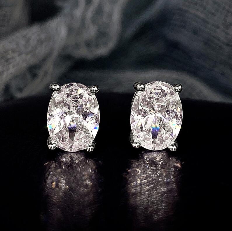 Choucong Drop Ship Top Sell Stud Earrings Moissanite Solitaire Simple Fashion Jewelry Sterg Sier Gold Fill Women Wedding Oval Dia Earring Gift