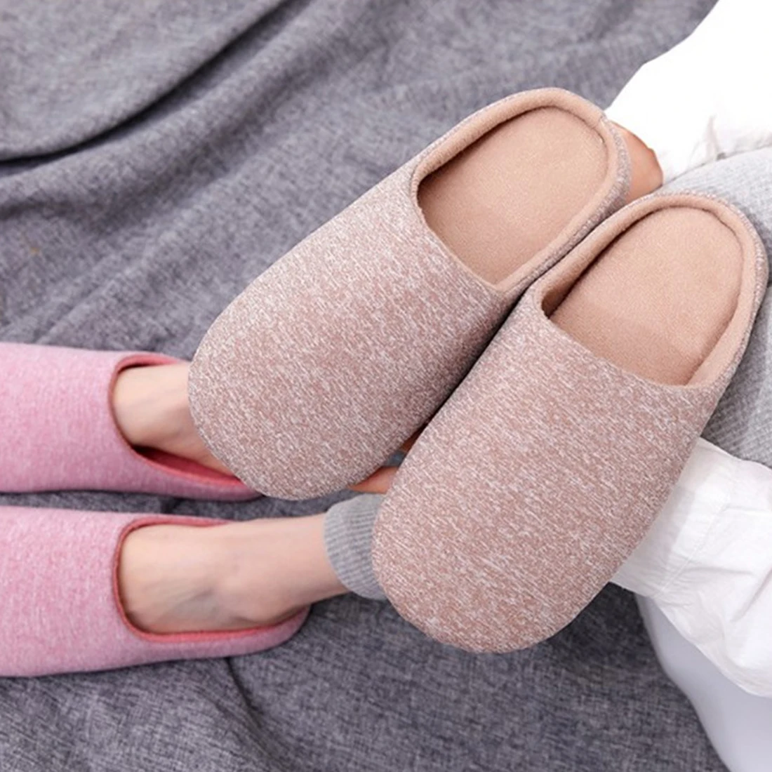 Women Indoor Slippers Thicken Warm Plush Home Shoes Spring Autumn Shoes House Flat Floor Slipper Soft Silent Slides For Bedroom