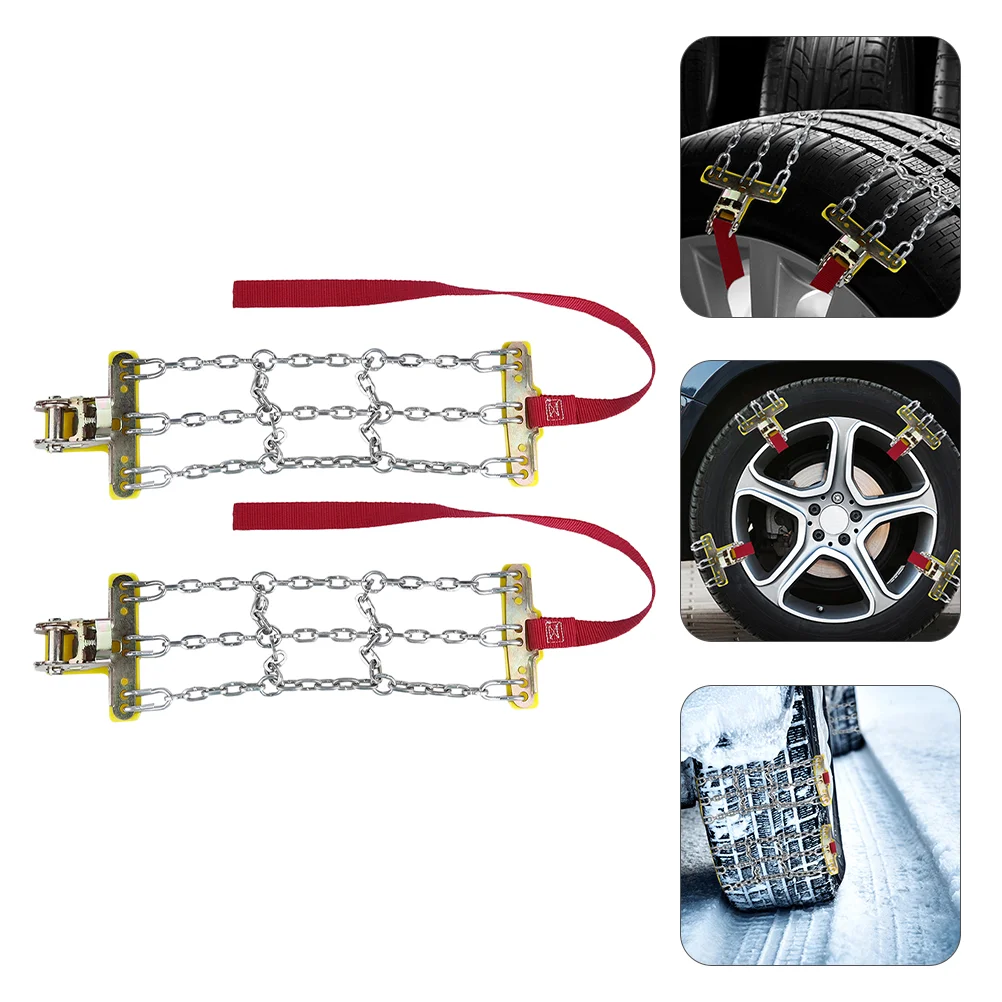 2pcs Car Tyre Snow Chains Snow Roadway Safety Anti-skid Chains Safety Tire Chain