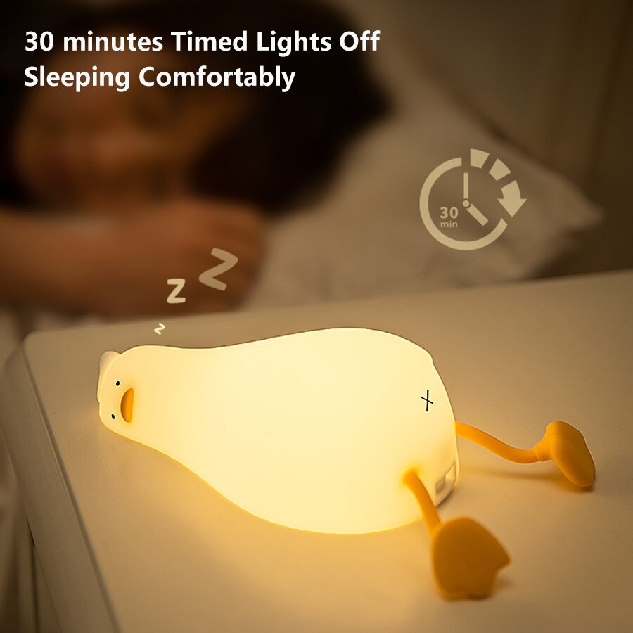 Silicone Duck LED Night Lights Rechargeable Children Clap Nightlights Baby Birthday Gift Touch Sensor Bedroom Decor Bedside Lamp