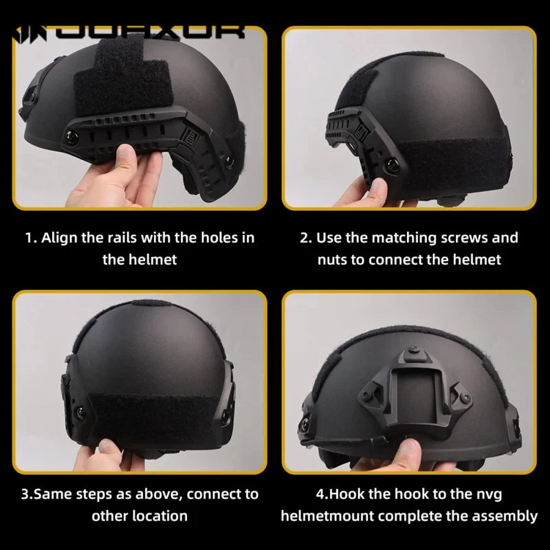 JOAXOR FAST Helmet Rail Mounting Adapter Tactical Training Helmet Side Rail With Lanyard Mounting Screw Accessories 5 Color S-11