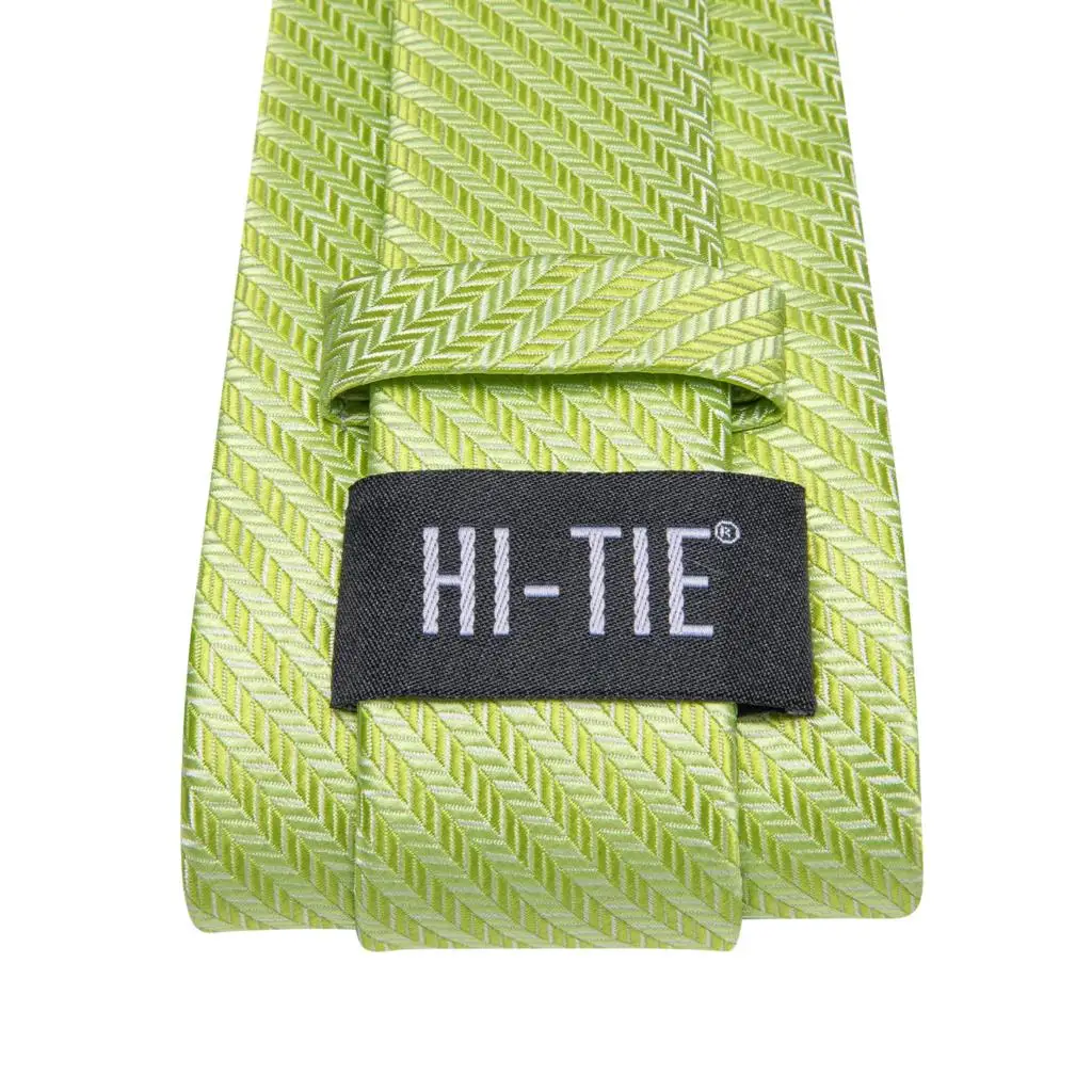 Striped Green Tie For Men 2023 New Elegant Mens Necktie Pocket Square Cufflinks Groom Wedding Accessorie Hi-Tie Design Wholesale