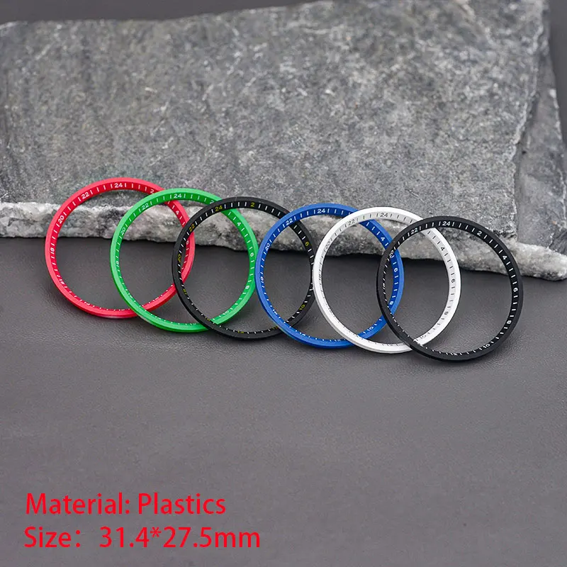 31.4*27.5mm Plastics Watch Chapter Ring For SKX6105 6309 SKX007 SRPD53 PROSPEX Series Fit Seiko NH35 NH36 7S 4R Movement Watch