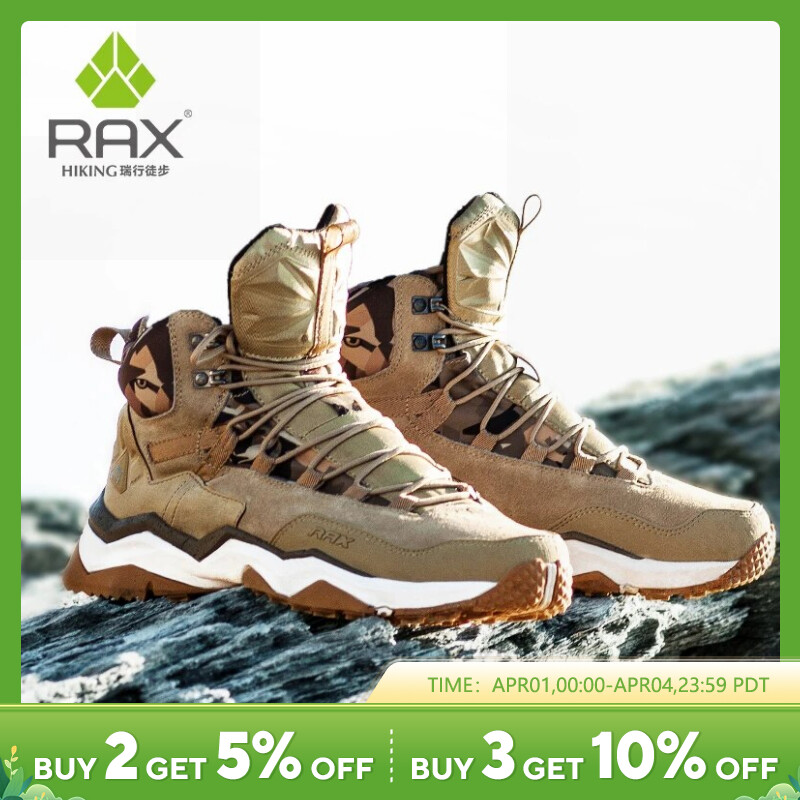 RAX Men Hiking Shoes Mid-top Leather Waterproof, Anti-slip, Anti-impact Outdoor Sports, Hiking, Camping, Hunting, Climbing Shoes